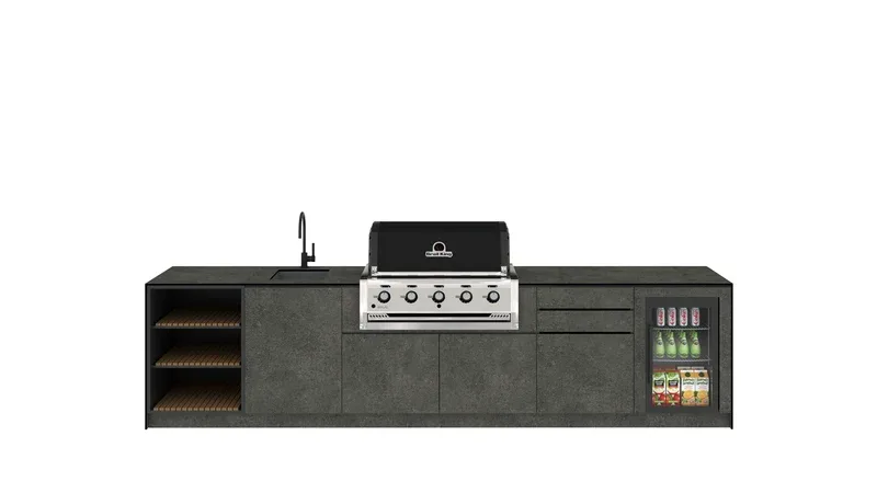 Premium Full HPL buitenkeuken — render voorkant