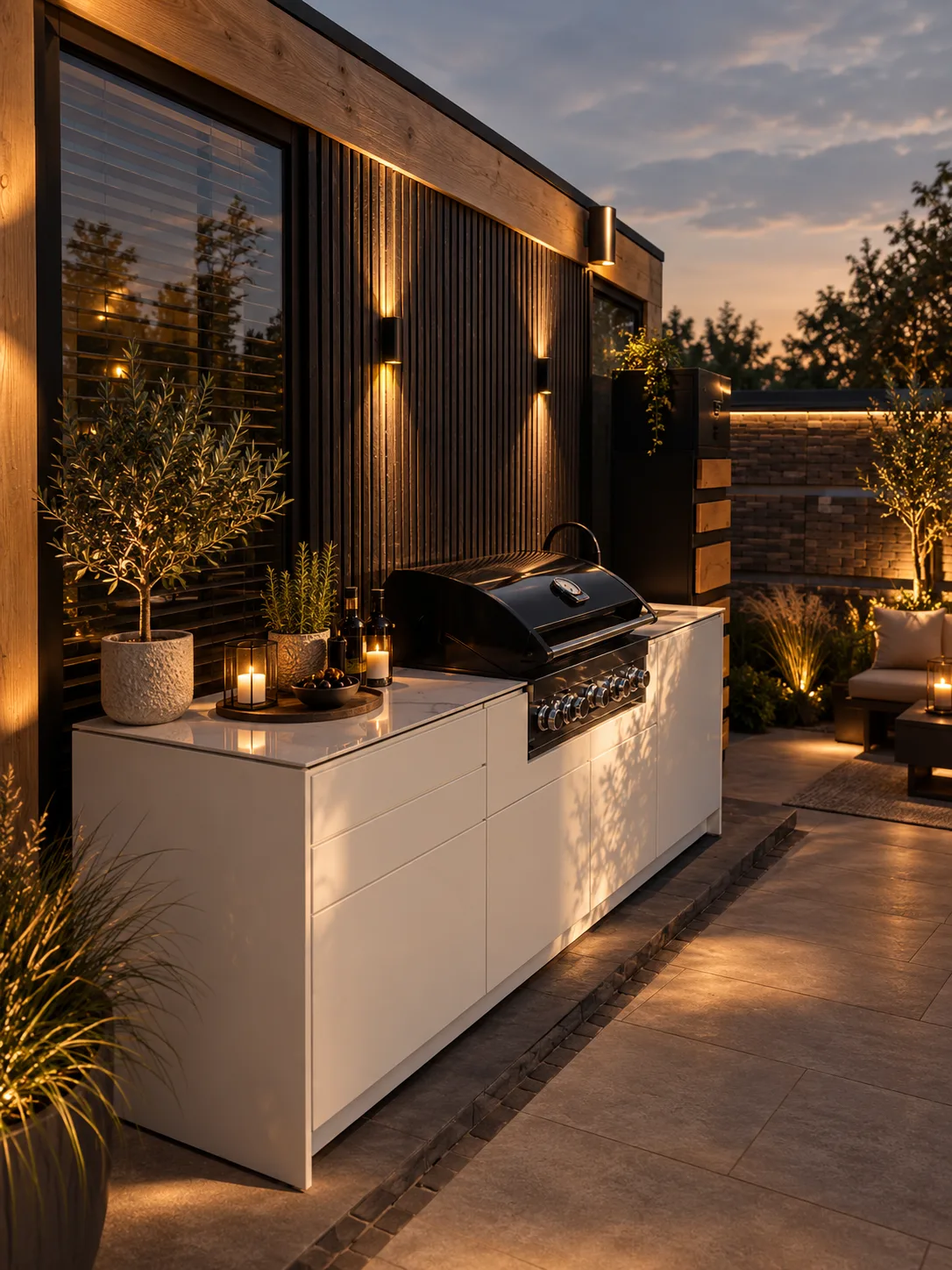 Premium buitenkeuken van verzinkt staal met poedercoating in onze showroom